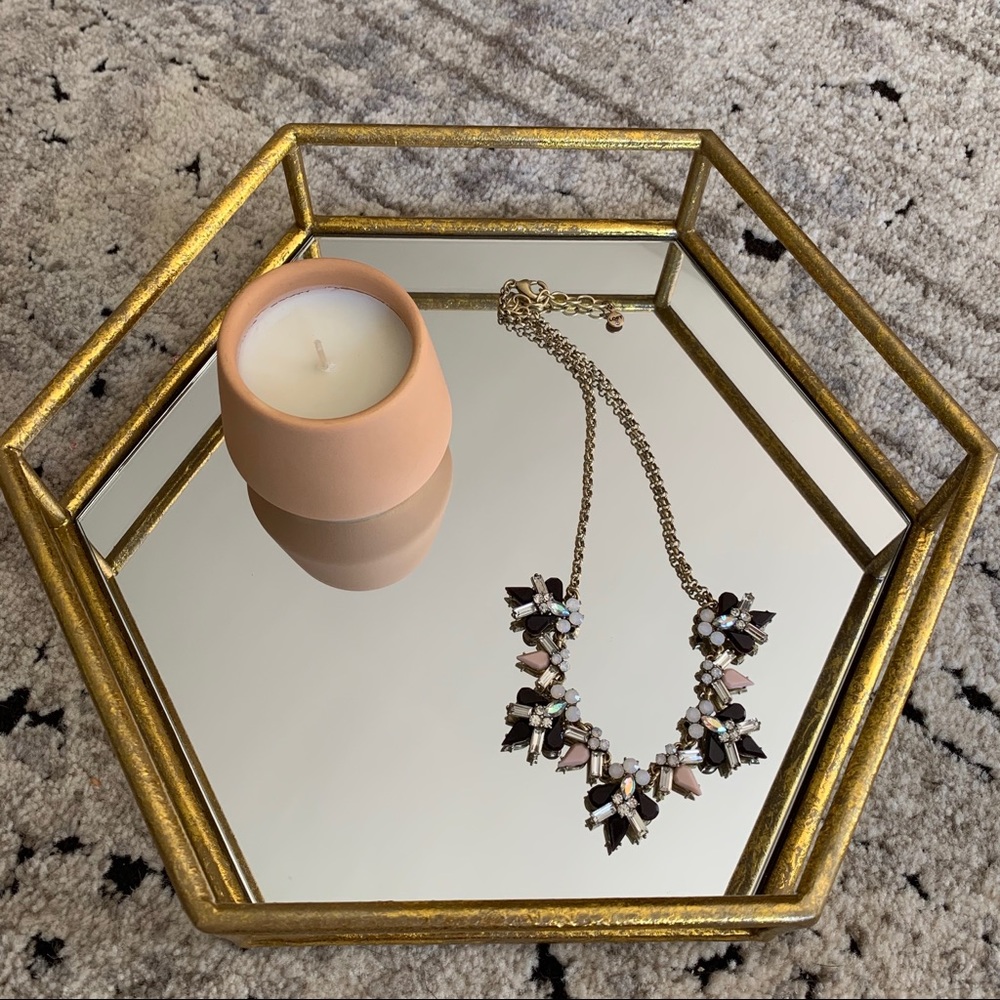 Loft Brass Black Pink Rhinestone Necklace ✨